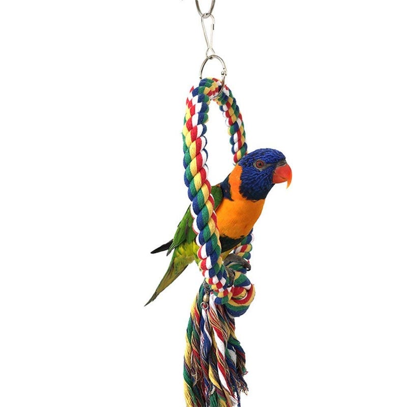 Litewoo Bird Swing Toy Colorful Cotton Rope Perches for Parrots Budgie Parakeet Cockatiel Conure Finch Lovebird - Image 4